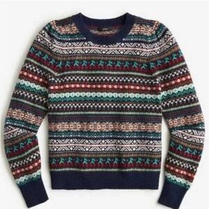 J.Crew Puff-sleeve Fair Isle crewneck sweater Sz M